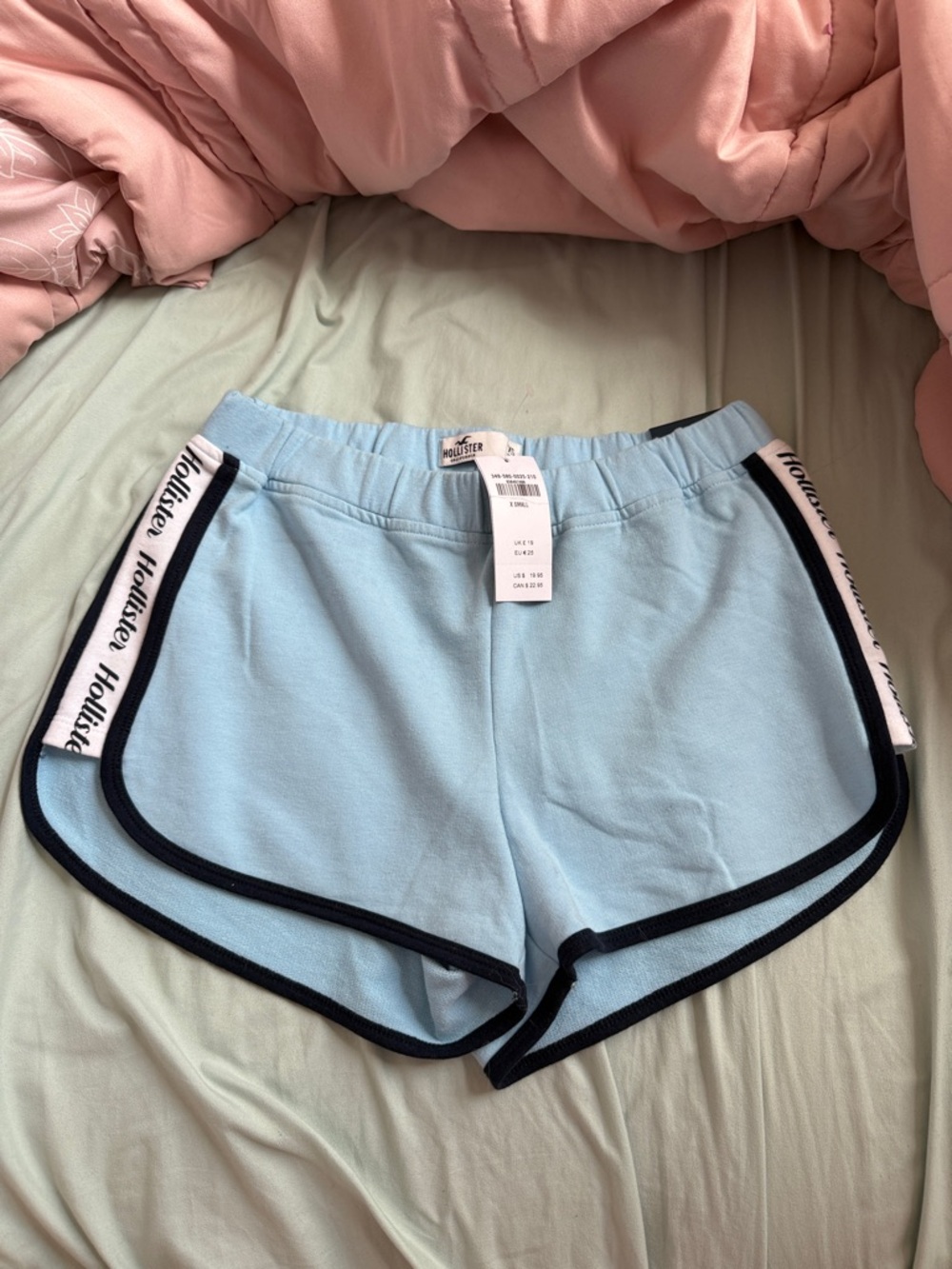 Hollister Light Blue Athletic Shorts with Black Trim